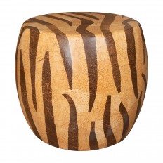 Coconut drum form stool with striped patterning